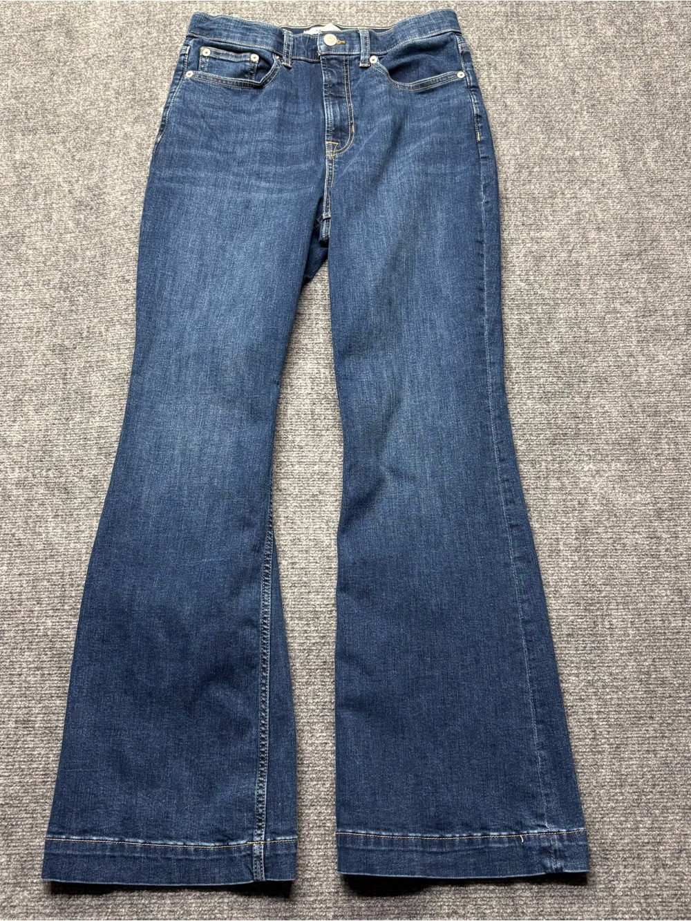 Spanx Jeans Womens 12 Blue Bootcut Flare Shaping Stretch High Rise Denim 21270R
